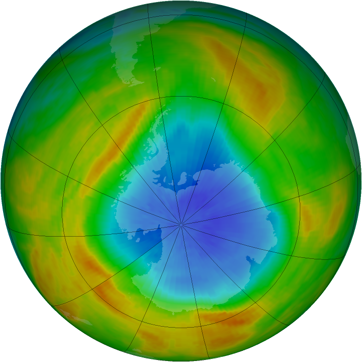 Antarctic ozone map for 27 October 1982